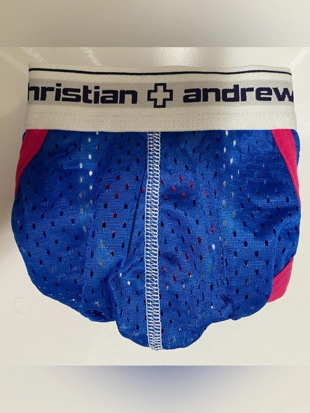 NWT! Andrew Christian Air Jock w/Show-it MED Royal/Fuchsia